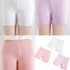 Three pairs of pink and purple girls bow safety shorts for summer