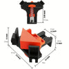 A set of four adjustable right-angle clamps in black and orange for woodworking and DIY projects.