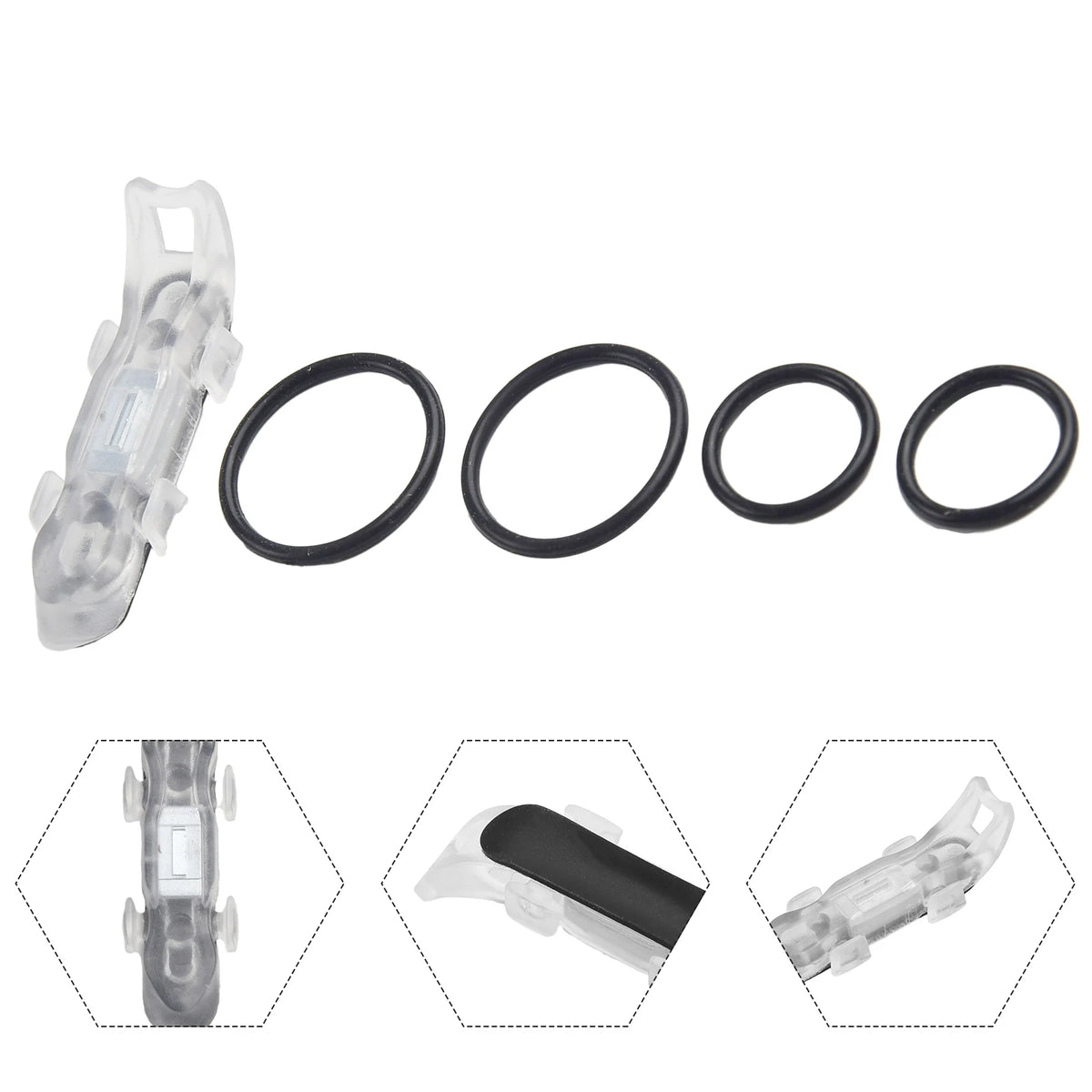 Magnetic bait hanger with non-slip rubber pad for fishing rods shown in various forms