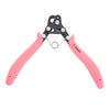 Pink one-step wire looping pliers with a black jaw and silver wire loop.