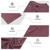 Close-up details of a men's casual long-sleeve shirt showing the neck, cuff, hem, and fabric texture.
