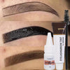 A cosmetic kit showing three shades of brow and eyelash tint, including a developer bottle.
