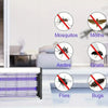 An electric mosquito killer lamp with a UV light trap showing various insects like mosquitoes, moths, aedes, gnats, flies, an