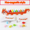 A set of non-magnetic style caterpillar puzzle pieces in various colors and shapes for children's learning.