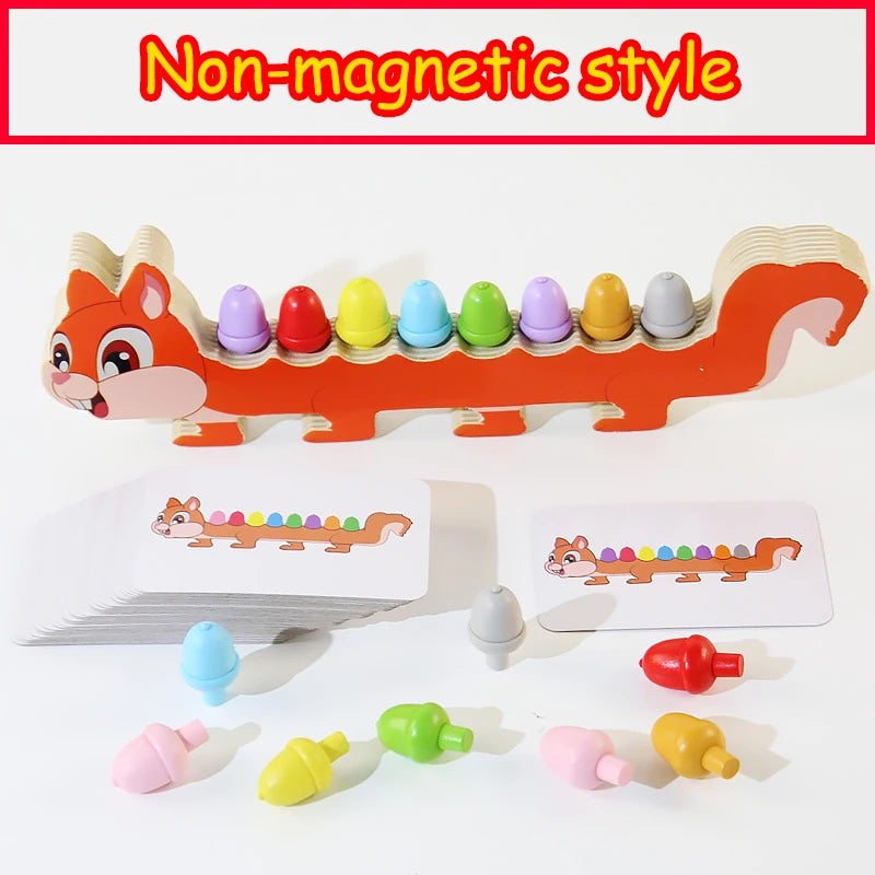 A set of non-magnetic style caterpillar puzzle pieces in various colors and shapes for children's learning.