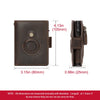 A dark brown Crazy Horse leather smart wallet with RFID blocking and an AirTag holder shown in profile view.