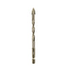 A single stainless steel serrated drill bit for concrete, tile, and glass.