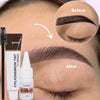 A before and after comparison showing eyebrow and eyelash tinting using an Iconsign Developer kit.