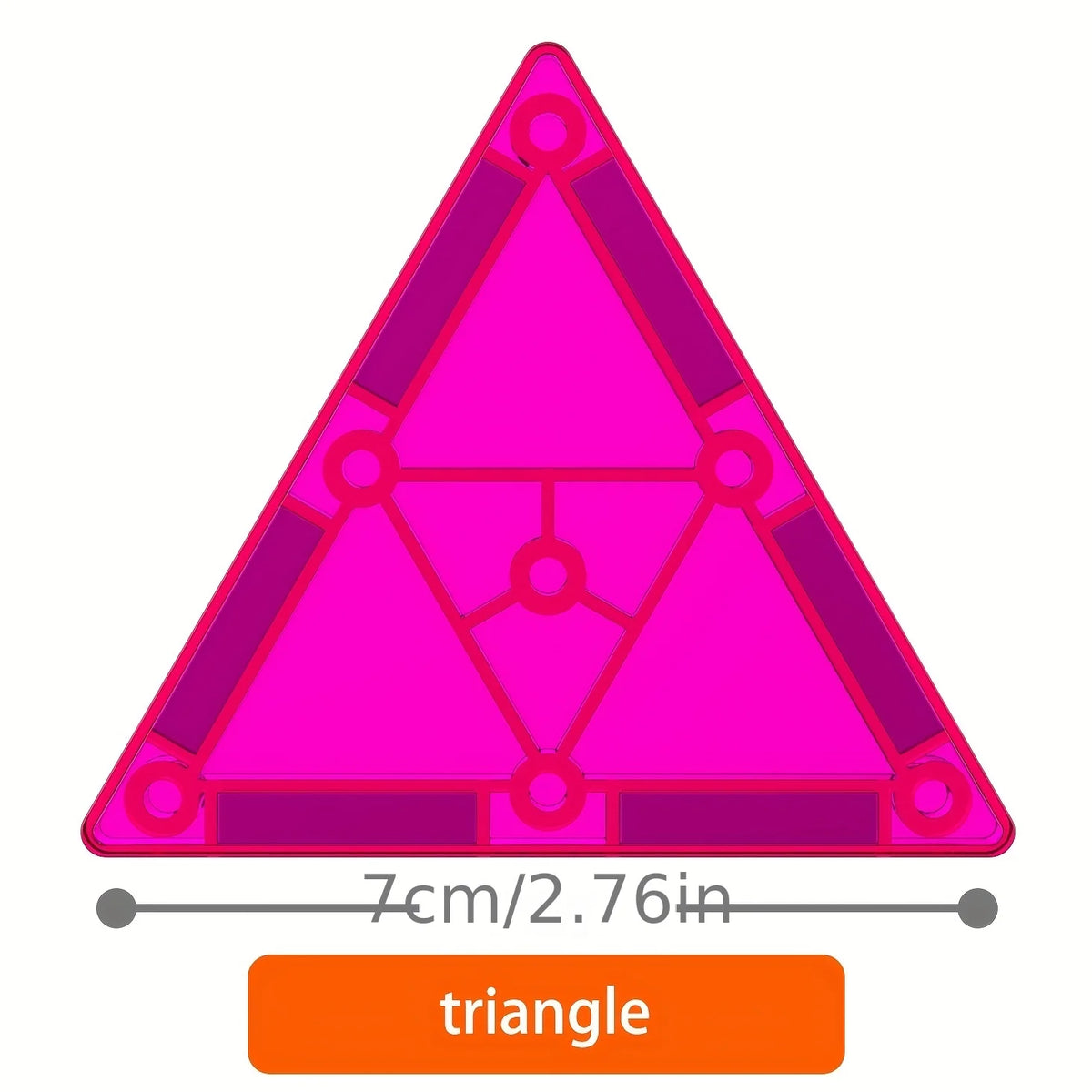 A bright pink triangular magnetic building block set used for creative STEM construction.