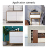 Application scenarios showing a keyless IC card smart drawer lock on various wooden cabinets and furniture.