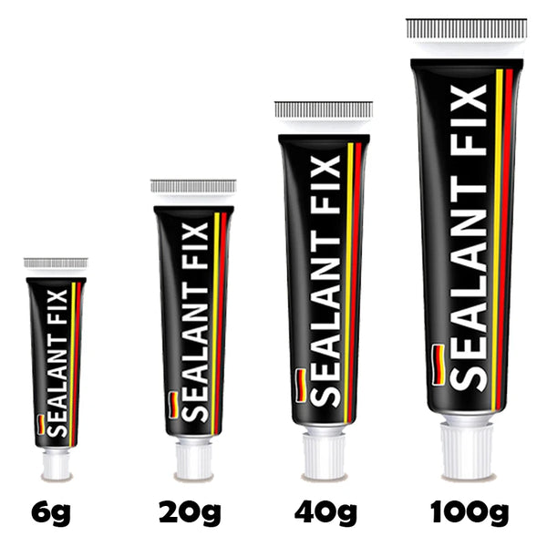 A set of Sealant Fix products in various sizes 6g, 20g, 40g, and 100g bottles.