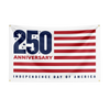 Et flaggdesign med tallet 250 og teksten Anniversary, med røde og hvite striper.