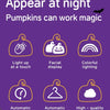 A set of silicone pumpkin night lights demonstrating various functions like light up at a touch, facial display, colorful lig