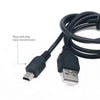 Black USB 2.0 to Mini-USB cable used for easy transmission between devices.