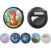 A set of silicone protective cases featuring various designs including a dinosaur, a whale, a yellow car, and a rainbow.