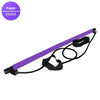 Purple adjustable Pilates bar with resistance bands for a full-body home workout