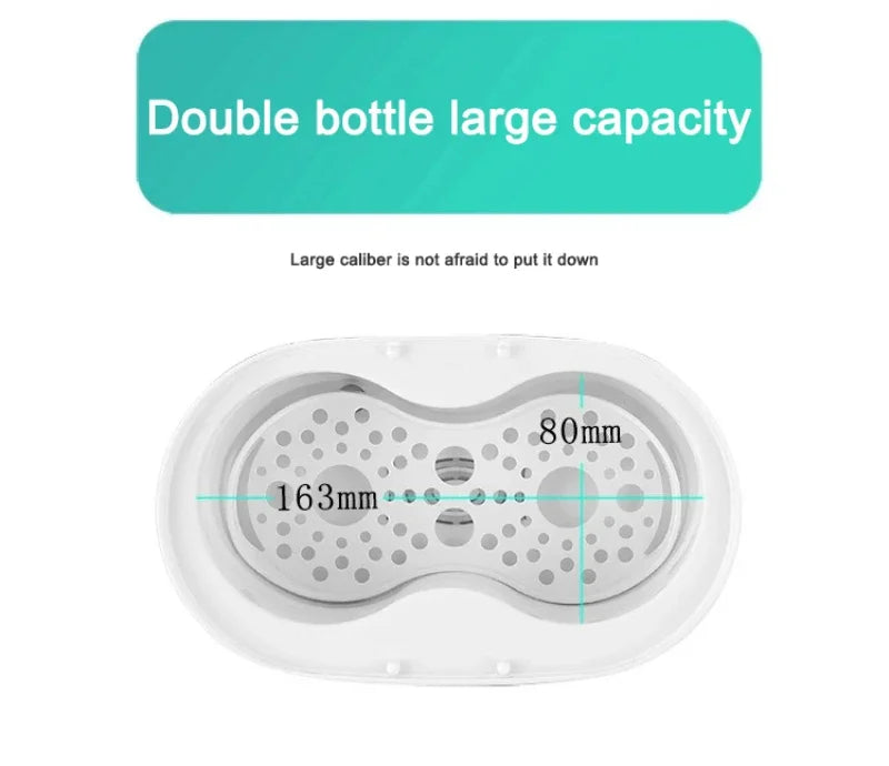 White multi-function baby bottle warmer and sterilizer with a 80mm capacity