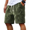Shorts casual para hombre, textura gofrada, cordón ajustable, color verde oliva