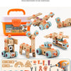 A set of 123 pieces for DIY assembly and color randomization, including wooden parts, tools, and accessories.