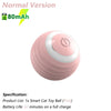 A pink smart cat toy ball is shown, indicating a normal version with an 80mAh battery life.