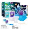 A box set of Glow Crystal Growing Kit with various colored crystals, tools, and instructions for a science experiment.