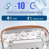A personal air cooler device filled with ice cubes, showing a fan and humidifier function.