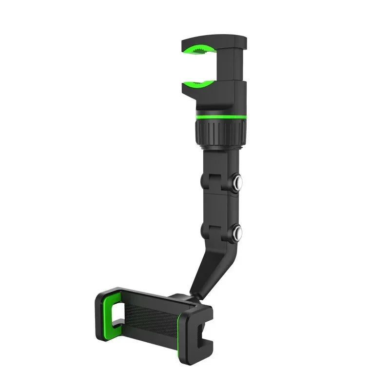Black and green 360° rotatable multi-position phone mount for car, desk, and home