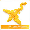 Figurilla de pterosaurio amarillo impresa en 3D con alas texturizadas y cuello largo.