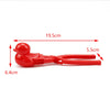 Red duck-shaped rice mold with measurements showing its size for making sushi and snowballs