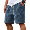 Shorts casuales de hombre con textura waffle y cordón, en tela gris azulada oscura