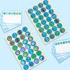 A wooden memory chess game featuring colorful circular pieces and corresponding cards for a children's game.