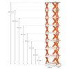 A vertical modular stackable shoe rack with orange and white wooden slats and a diamond pattern.