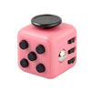 Cubo fidget arcoíris rosa con parte superior negra y detalles plateados.