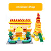 Advanced Stage LEGO set featuring a large, colorful fortress structure with towers and pathways.