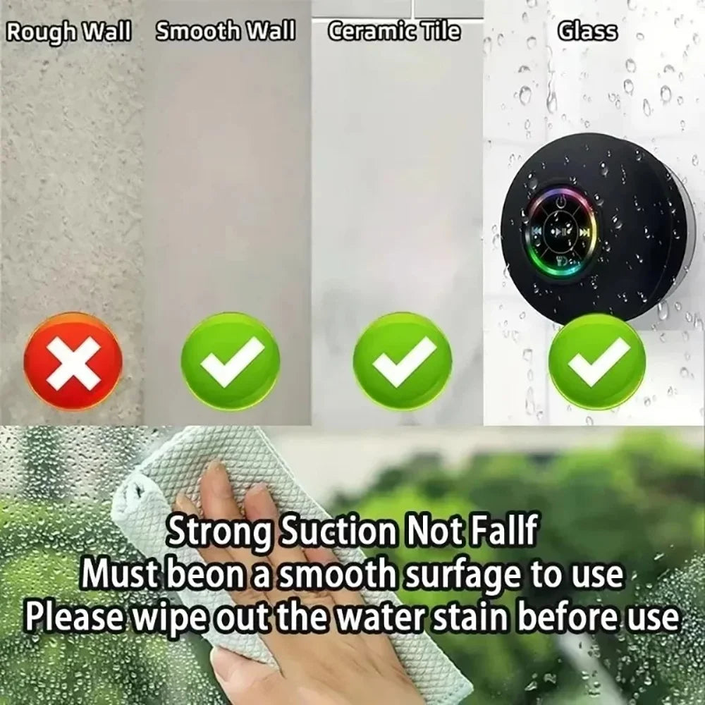 A hand wipes water stains off a glass surface with a sponge, emphasizing the need for a smooth surface before use.