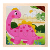A pink dinosaur puzzle featuring a long-necked plant-eater in a grassy outdoor scene.