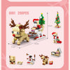 A set of 6 in 1 Christmas building blocks featuring a deer, Santa, and a snow house.