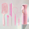 Set de peines profesionales desenredantes y de peinado en rosa, con peine de dientes anchos, peine de dientes finos y dos pei