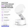 A white magnetic suction cup phone holder with a foldable design shown on a white background.