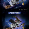 A detailed sculpture building block set of a Magic Mouse featuring a silver and black mouse with large ears and a long tail, 