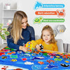 A woman and a child are using a zoo animals felt story board set for interactive learning and hand-eye coordination.