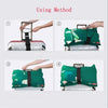 Four steps demonstrating how to use adjustable elastic luggage straps for secure travel.
