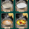 Four images showing milk tea, cow's milk, coffee, and flower tea in double-wall insulated stainless steel mugs.