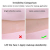 Comparación que muestra que la versión mate de los adhesivos invisibles de lifting facial es más invisible y natural para la