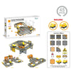 A box and components of a MAG-PARADISE building set featuring magnetic tiles for creating rail roads and structures.