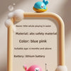 A blue and pink whale ID card toy for babies, made of ABS material, with a lithium battery.