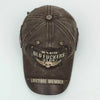 A dark brown vintage washed baseball cap featuring an embroidered patch that reads Old Fuckers Club and Lifetime Member