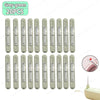 A set of twenty grey-green needle threaders and seam rippers for sewing projects.