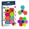 A box of Decompression toy blocks featuring various colored fidget spinners and building pieces.