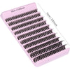 A pink plastic tray holding 10 pairs of ultra-dense black false eyelashes for eye enhancement.